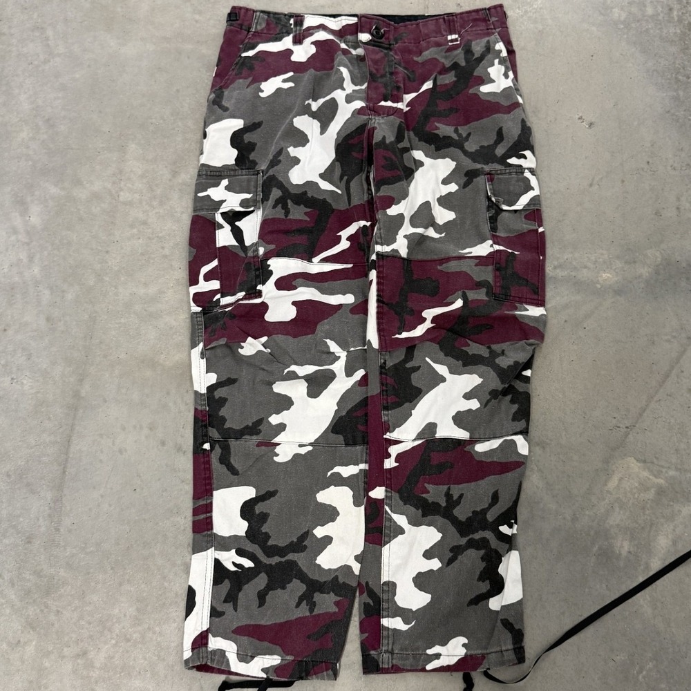 Trailcrest Cargo Pants Mens L burgundyish purple Urban Camo Good BDU Trousers